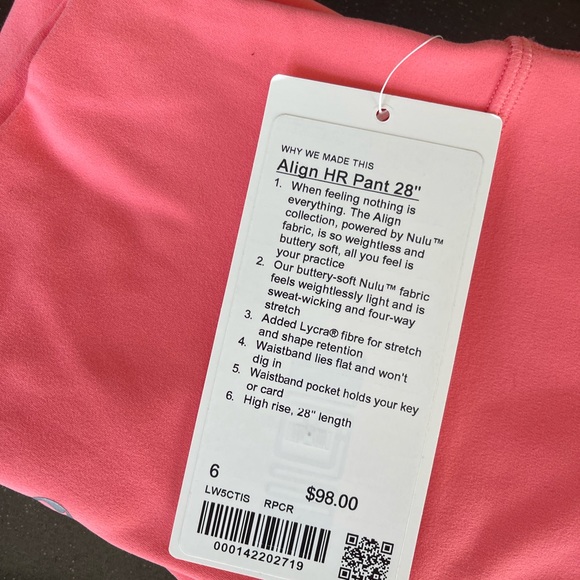 NWT Lululemon align leggings 28 inseam raspberry cream RPCR - Picture 4 of 4